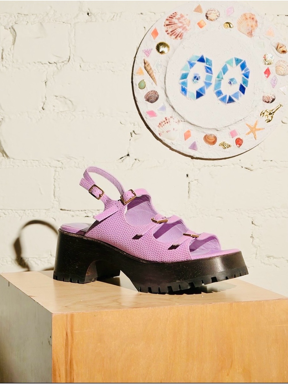 Charlotte Stone Ira Platform Square toe Sandals in Lilac 💜
